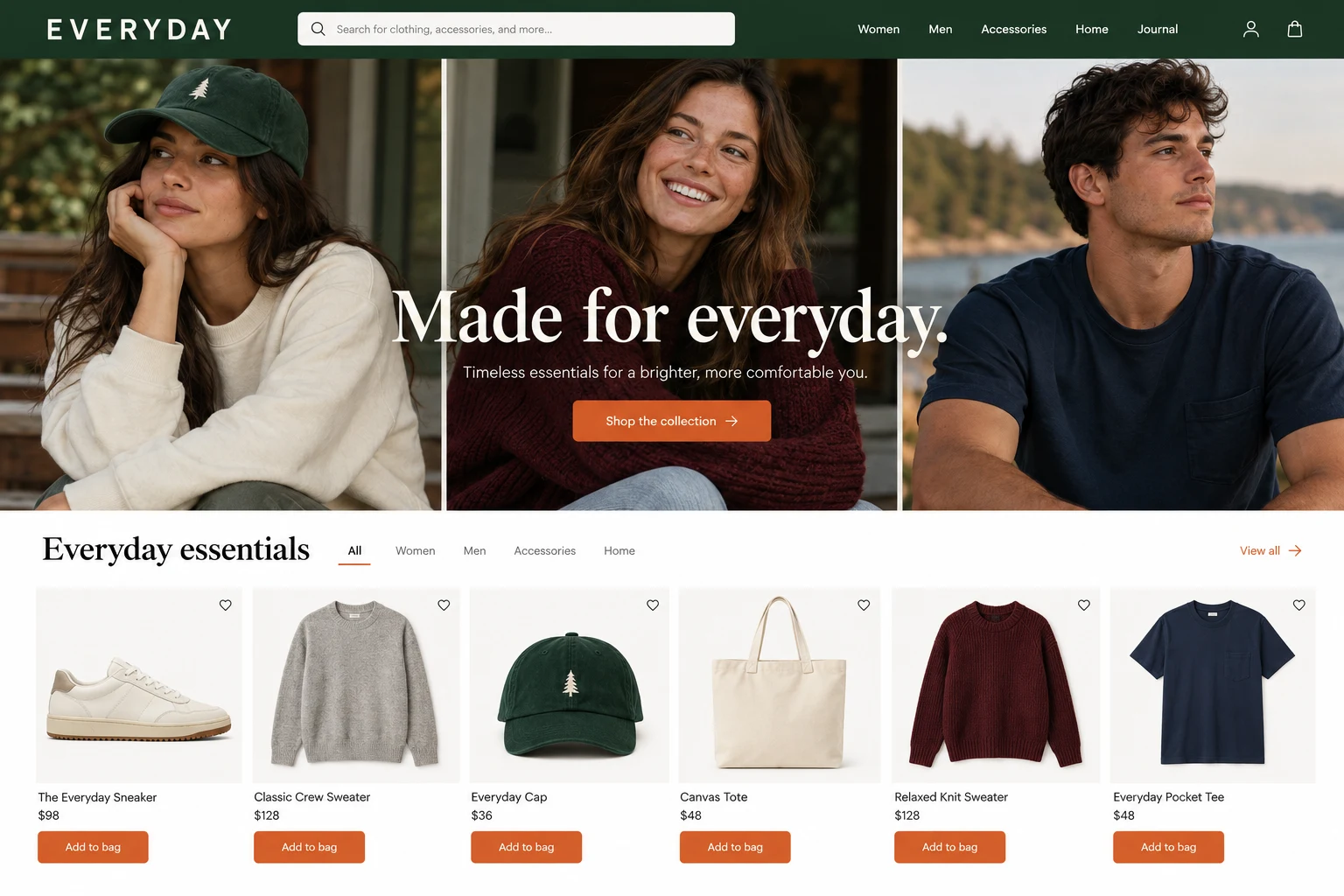 Fashion ecommerce storefront concept