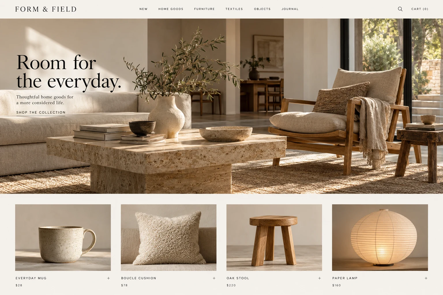AI-generated Website Design storefront concept