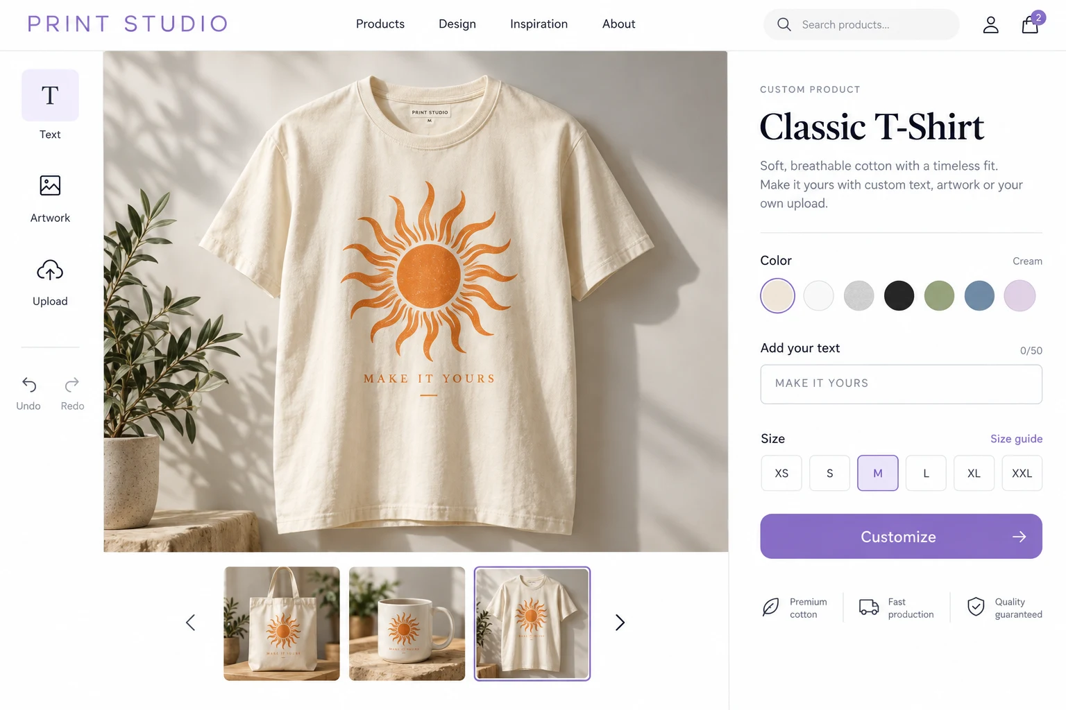 AI-generated Lumise storefront concept